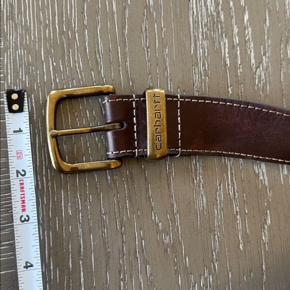 Carhartt Dark Brown Genuine Leather Belt with Buckle Casual Men’s Size 52 GUC - Picture 9 of 12